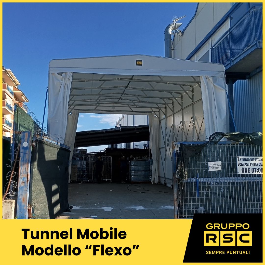 tunnel retrattile su ruote in pvc