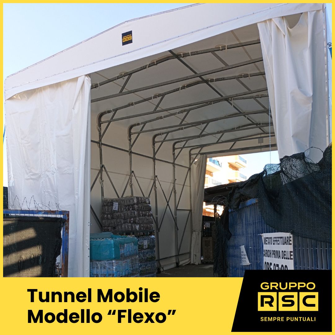 tunnel retrattile su ruote in pvc