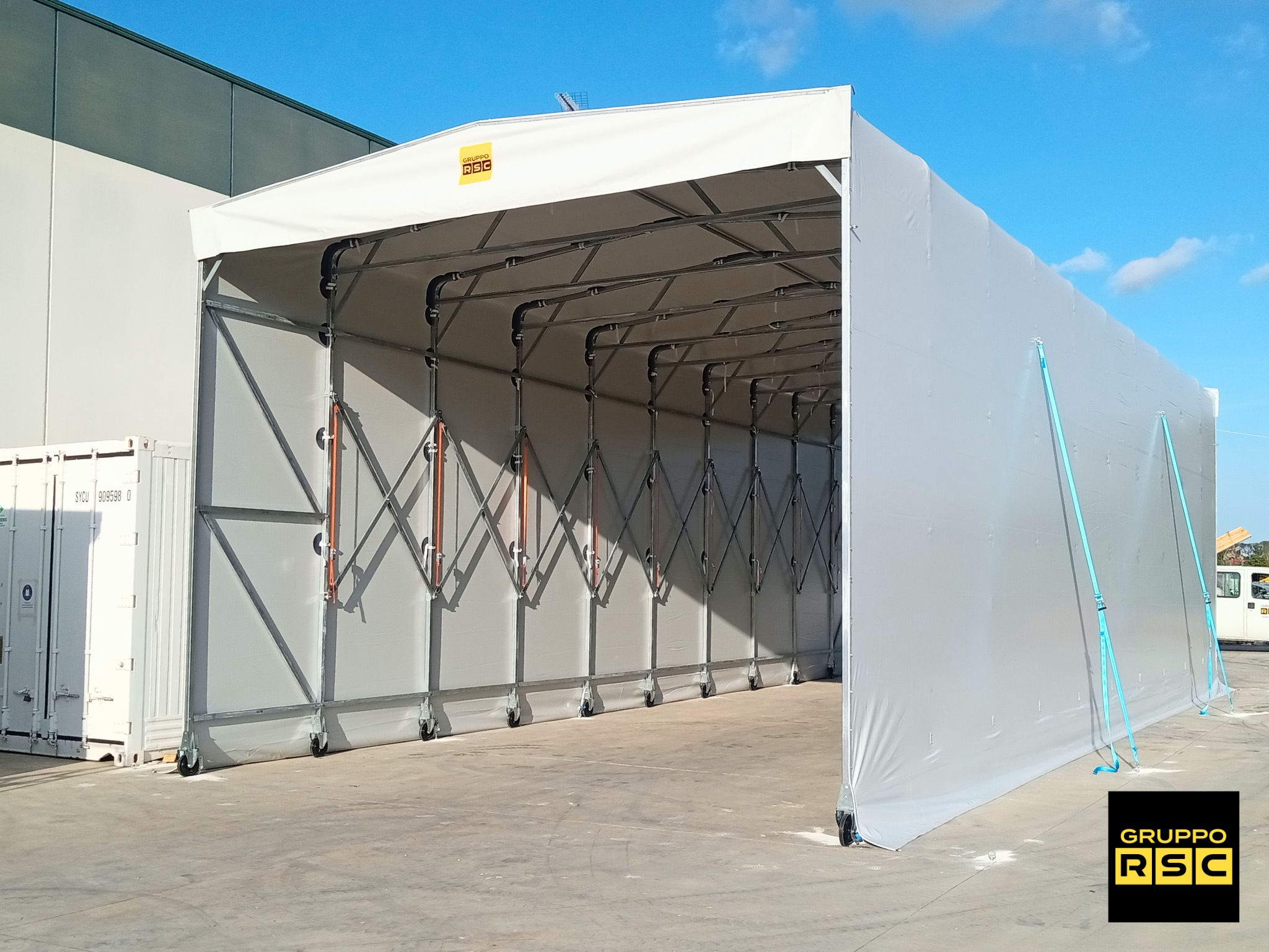 tunnel mobile industriale retrattile su ruote
